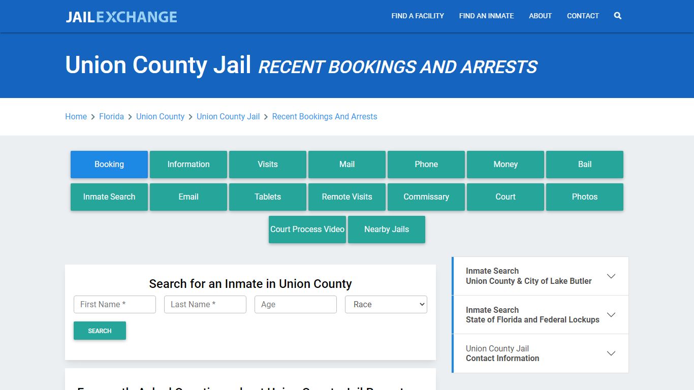 Union County Jail FL Recent Arrests and Bookings - Jail Exchange