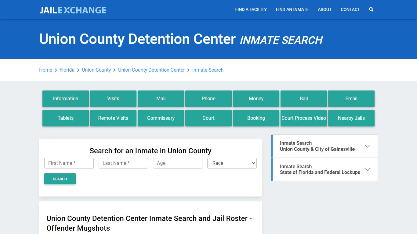 Union County Detention Center, FL Inmate Search: Roster & Mugshots